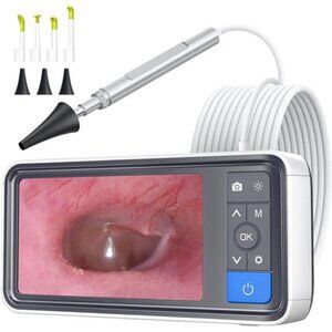 Otoscope Ear Camera with 4.5" IPS Screen, 1920x1080 FHD Smart Visual Ear Wax